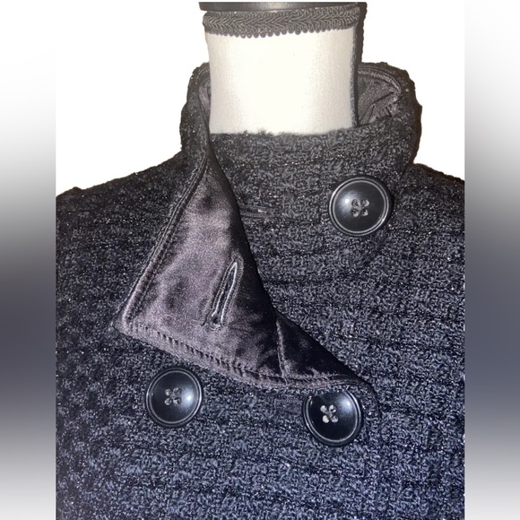 Guess Womens MD Double Breasted Black Sparkly 3/4 Sleeves Short Peacoat NWOT - Picture 3 of 13